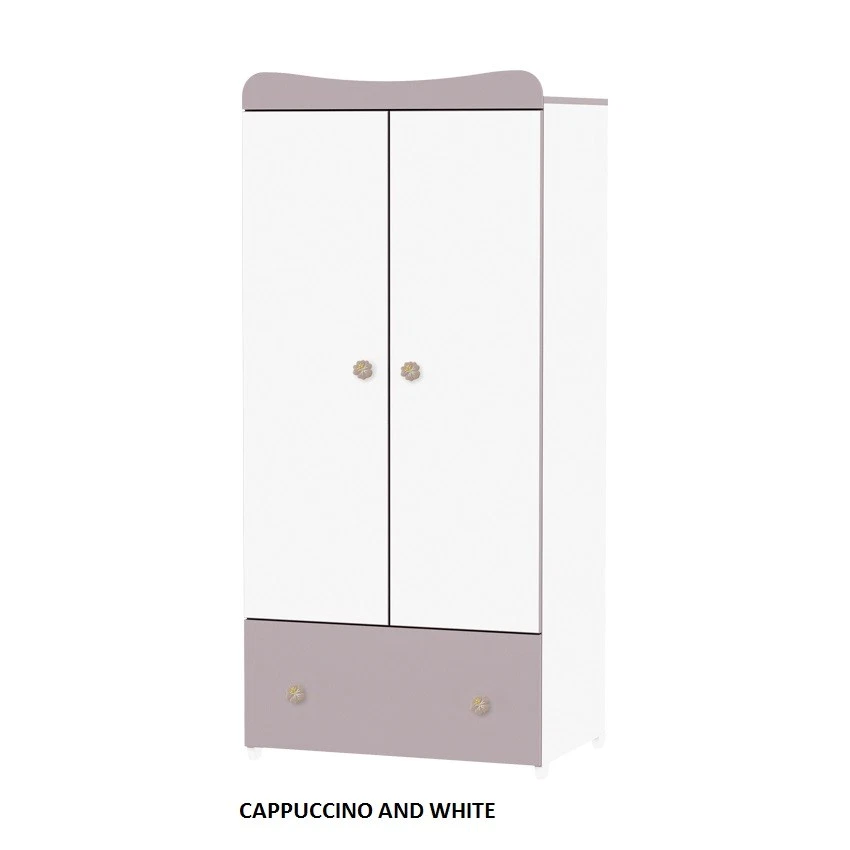 Baby 2 door wardrobe Lorelli Exclusive with one drawer in various colour combos - Image 1 of 4