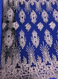 Hardy'sTextile 100% Poly Tulle / Mesh Fabric with Embroidered & Sequins flowers - Picture 1 of 5