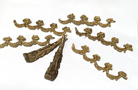 Vintage Brass Furniture Trim border and feet set lot Cover
