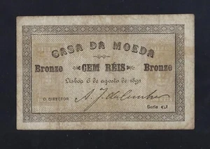 PORTUGAL PORTUGUESE 100 Reis 1891 P-88 RARE VF - Picture 1 of 2