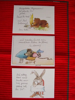 Janosch Postkarten, 3 Stück, verschiedene Motive, neuwertig - Bild 1 von 2
