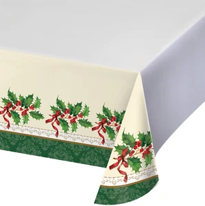 Christmas Tablecloth Holly Berry Tablecloth Christmas Table Cover Holiday Party - Picture 1 of 1