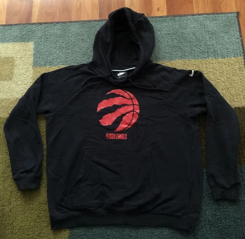 Authentic NIKE Black TORONTO RAPTORS Heavy NBA FINALS Hoody L Sweatshirt Jacket Cover
