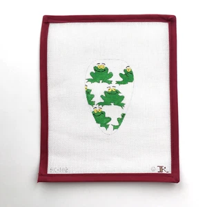 RENAISSANCE DESIGNS Handpainted Needlepoint Canvas Frog Scissors Case 18 Mesh - Picture 1 of 4
