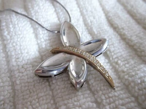 Alwand Vahan Sterling Silver 14K Gold Diamond BUTTERFLY Necklace - Picture 1 of 9