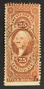 Travelstamps:1862-1871 US Scott R44c 25 Cent 25¢ Used Revenue Certificate Stamp - Picture 1 of 6