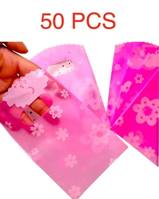 "Lote de negocios minoristas de 3,46"" x 5,12"" bolsas de regalo de fiesta de agradecimiento FLOR FLORAL ROSA" x 50 piezas Foto 1 de 4