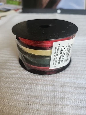 Cinta de rizo de Navidad de 3/8" 72' rojo verde dorado - Wondershop Foto 1 de 3