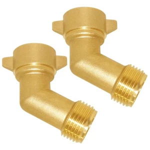 2PCS 3/4" GHT Garden Hose 45-Degree Elbow Brass Connector with Washers for RV... - Picture 1 of 6