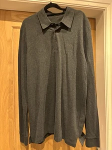 Hugo Boss Regular Fit dark grey marl Long Sleeve Polo Top prima cotton Size XL - Picture 1 of 8