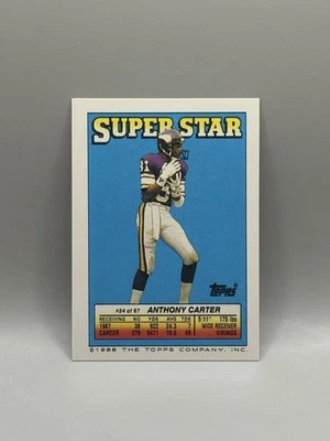 Anthony Carter 1988 Topps Sticker Super Star Backs #24 NM B2 - Image 1 of 3