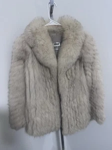VTG VTG Fur Saga 100% Norwegian Blue Fox Coat Small S Ivory blue white mob wife - Picture 1 of 5