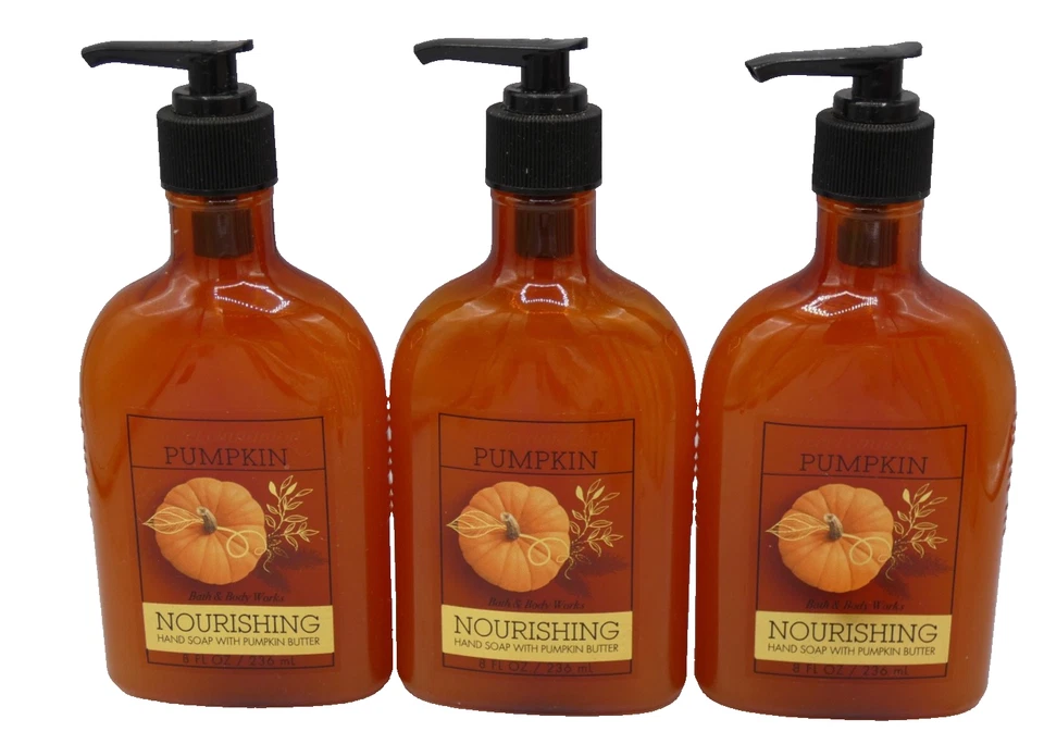 3 Bath & Body Works Sweet Cinnamon Pumpkin Nourishing Hand Soap 8oz Each