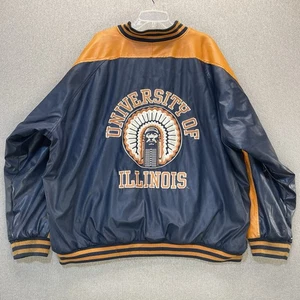 Chaqueta de bombardero universitaria vintage de Illinois Fighting Illini para hombre XXXL Chief Illiniwek - Imagen 1 de 14
