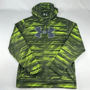 Under Armour Neon Green Waves Hoodie Sweatshirt Camo Fleece Lining Storm1 2XL - Picture 1 of 5