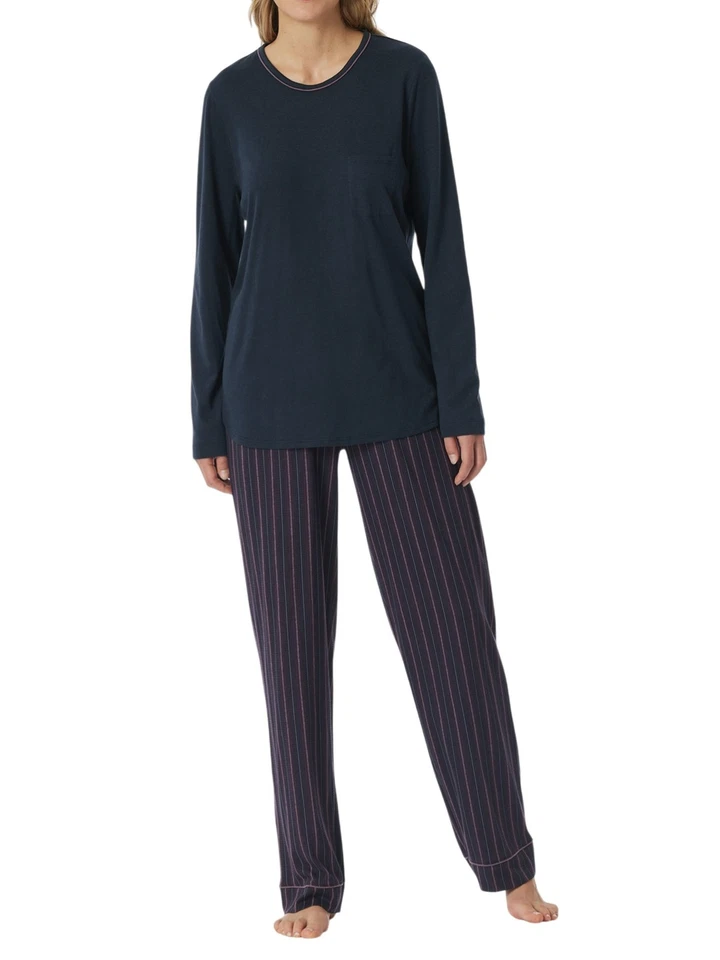 Schiesser Damen langer Schlafanzug Pyjama Lang - 181237 - Bild 1 von 1