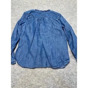 Talbots Tunic Top Blue Denim Chambray 1/2 Button Down Popover L Casual see photo - Picture 1 of 9