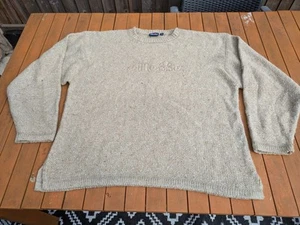 Vintage 90s Ellesse Kitted jumper Wool Blend Beige Oak Fleck Size XL Boxy 27/27 - Picture 1 of 8