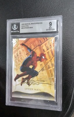 2020 Marvel Masterpieces Level 1 Gold Foil Signature Spider-Man #29 Beckett 9 - Image 1 of 3