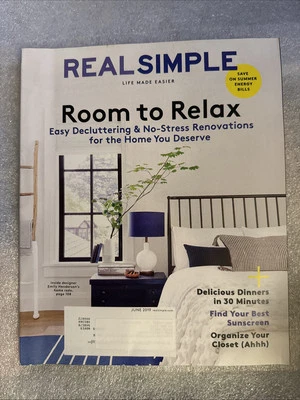 REAL SIMPLE Magazine JUNE 2019 New SHIP FREE Room to Relax, Dinners Energy Bills - Image 1 of 2