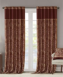 Juego de cortinas de seda sintética Madison Park Aubrey Paisley 50" x 84" T4102099 - Imagen 1 de 6