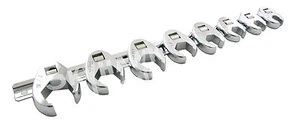 8pc 3/8"-drive SAE Flare Nut CROWFOOT WRENCH SET w Snap-on Snap-off Storage Rail - Picture 1 of 1