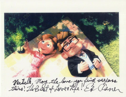 ED ASNER HAND SIGNED 8x11 COLOR PHOTO+COA      AMAZING POSE FROM UP  TO MICHELLE Cover