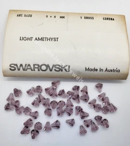 Factory Pack Swarovski Crystal Lt Amethyst 9x8mm Cone Shape 5400 Beads; 144pc - Picture 1 of 3