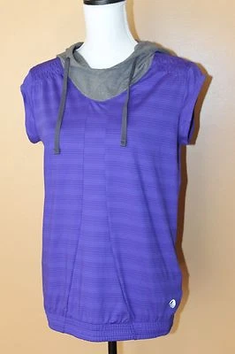 MPG Womens Workout Fitness Shirt Top Purple Cap Slv Hood Sz M Elastic Waist B6 - Image 1 of 4