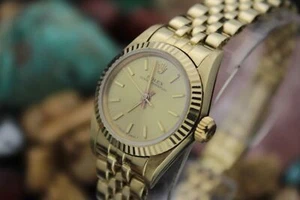 C. 1985 ROLEX Oyster Perpetual Ref.67197 14K Solid Gold Women's Watch w/ Box - Picture 1 of 7