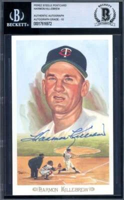 Harmon Killebrew Gem Mint 10 Beckett BAS Signed Perez Steele Celebration Postcar - Image 1 of 2