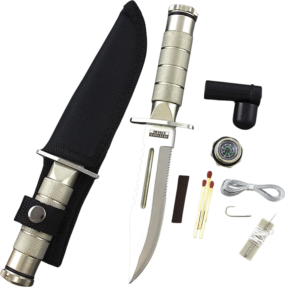 8.5 Survival Combat Tactical Serrated Hunting Knife W/ Sheath Bowie Fixed Blade