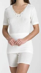 SLENDERELLA UW952, SHORT SLEEVE, SEAMLESS, KNIT, WOOL & SILK CAMI (SHORT VEST) - Picture 1 of 3
