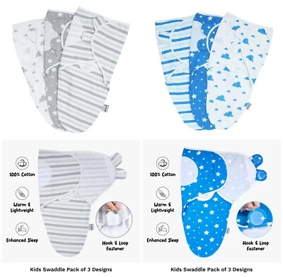Baby Swaddle Blanket Wraps Pack of 3 Organic Cotton Breathable Newborn Blanket - Image 1 of 4