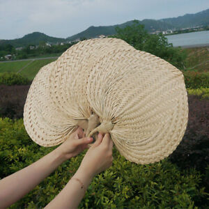 Handmade Straw Leaf Fan Weave Cattail Fan Summer Cool Rattan Straw Cattail Fan