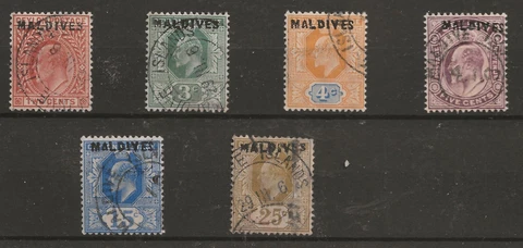 Maldives 1906 complete ED VII set, vfu. (SG 1/6). Cat £550 Cover