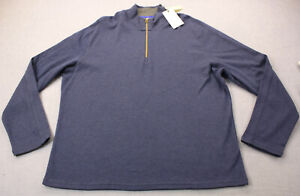Robert Graham Hunts Men Blue Cotton Blend 1/4 Zip Mock Neck Sweater NWT 2XL $198