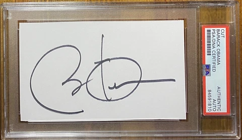 PRESIDENT BARACK OBAMA SIGNED 3x5 CUT SIGNATURE PSA DNA AUTOGRAPH ENCAPSULATED Cover