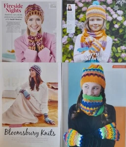 4 Knitting pattern pull outs for hats scarves mittens . - Picture 1 of 8