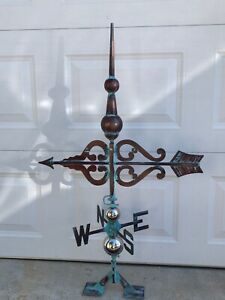 3D Arrow + Finial Weathervane Antique Copper Finish Weather Vane HandCrafted