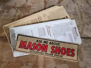 Vintage 1960s MASON SHOES Window Sticker Sign & Shoe Sizers Chippewa Falls WI - Picture 1 of 8