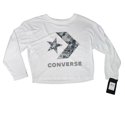 Converse Crop T-Shirt Graphic Logo Youth Girls Size Small (8-10) NWT - Image 1 of 4