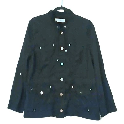 Chaqueta cortavientos vintage Y2K para mujer talla 16 bolsillos utilitarios lengüeta enrollable negra Foto 1 de 4