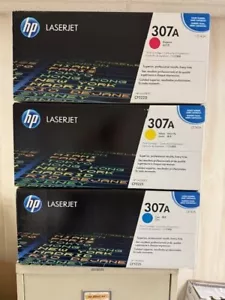 Set of 3 - HP 307A CE741A, CE742A, CE473A (CYM) Laserjet Toners - sealed box - Picture 1 of 1