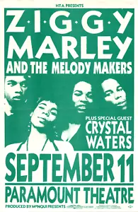ZIGGY MARLEY AND THE MELODY MAKERS w/ Crystal Waters. Wed. September 11th, 1991 - Picture 1 of 1