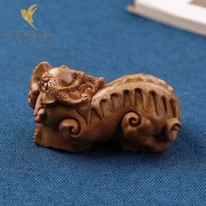 3" Collection Chinese Green Sandalwood Carved Auspicious Beast Pixiu Statues - Bild 1 von 1