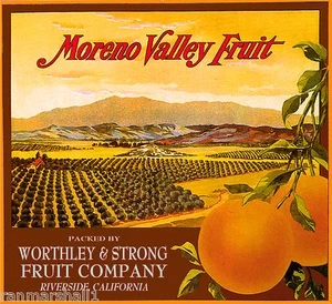 Riverside Moreno Valley Obst Orange Zitrus Obstkiste Etikett Kunstdruck - Bild 1 von 1