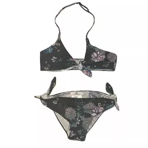 YOUNG VERSACE Girls Floral Print Tie Halter Bikini Swimsuit Purple S (MSRP $350) - Picture 1 of 6