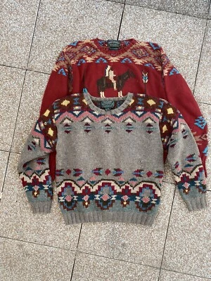2 Ralph Lauren Country Pullover Native RRL Rider 90s Indian Chief Head RAR - Bild 1 von 4