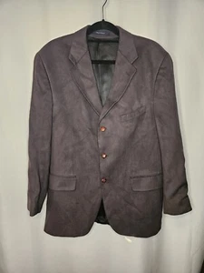 Vintage Chaps Ralph Lauren Blazer Mens 46R XL Dark Gray Faux Suede 3 Buttons - Picture 1 of 9